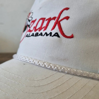 Vintage American Trucker Hat Snapback cap one size adjustable white Ozark alabaster flower