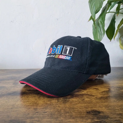 Vintage American Trucker Hat Snapback cap one size adjustable black mobil 1 oil nascar