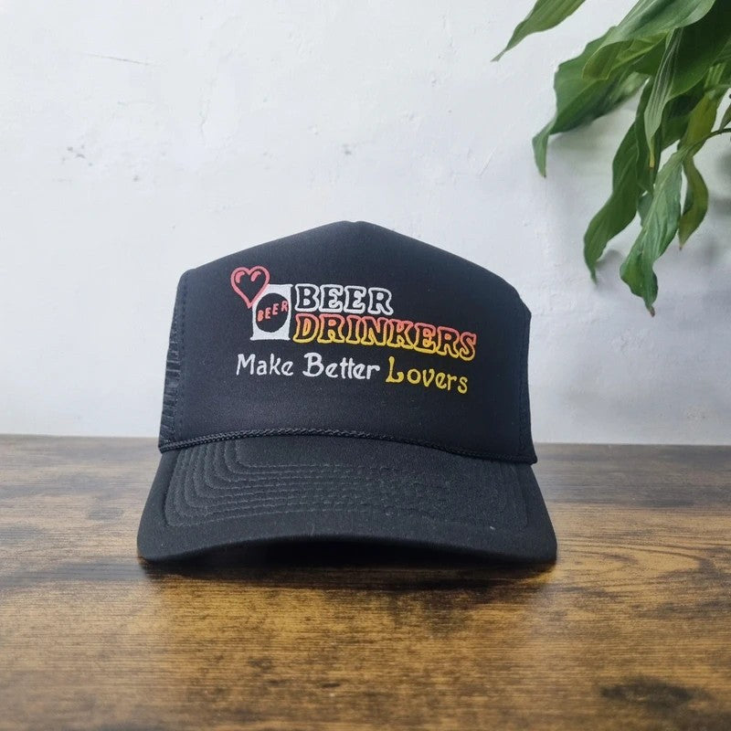 Vintage American Trucker Hat Snapback cap one size adjustable black beer drinkers