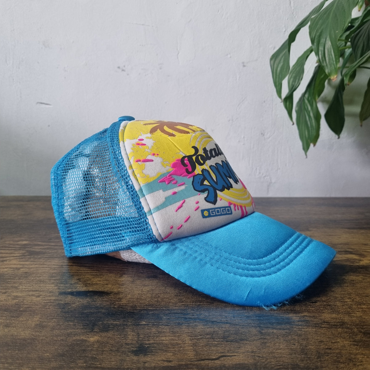 Vintage American Trucker Hat Snapback cap one size adjustable blue white