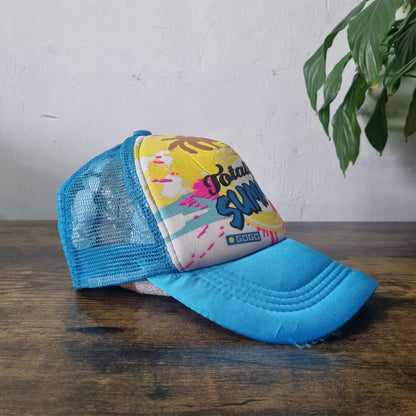 Vintage American Trucker Hat Snapback cap one size adjustable blue white