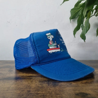 Vintage American Trucker Hat Snapback cap one size adjustable blue Fishing novelty