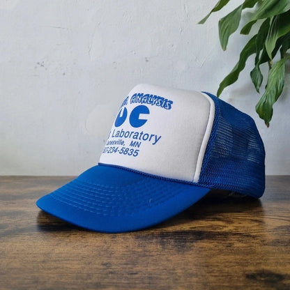 Vintage American Trucker Hat Snapback cap one size adjustable blue white water analysis