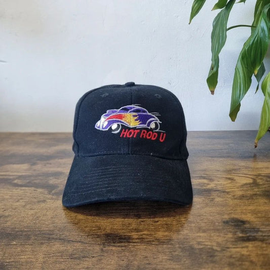 Vintage American baseball Hat Snapback cap one size adjustable black hot rod
