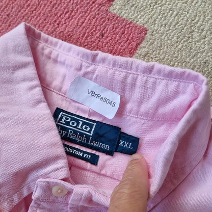 Ralph lauren Boxy Fit Cropped Shirt short Sleeve XL plain pink Button Up Skater Y2K Surf