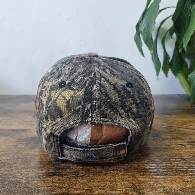 Vintage American Baseball Hat Snapback cap one size adjustable mossy oak camo muffin monster