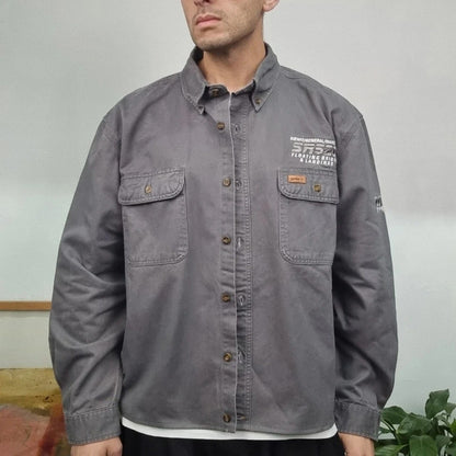 Carhartt Boxy Fit Cropped over Shirt heavy weight long Sleeve Long XL plain Grey Button
