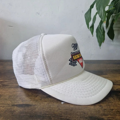 Vintage American Trucker Hat Snapback cap one size white Miller Beer Racing Team