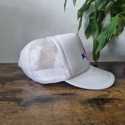 Vintage American Trucker Hat Snapback cap one size adjustable white Roy clark