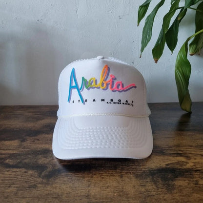 Vintage American Trucker Hat Snapback cap one size adjustable white arabia steamboat