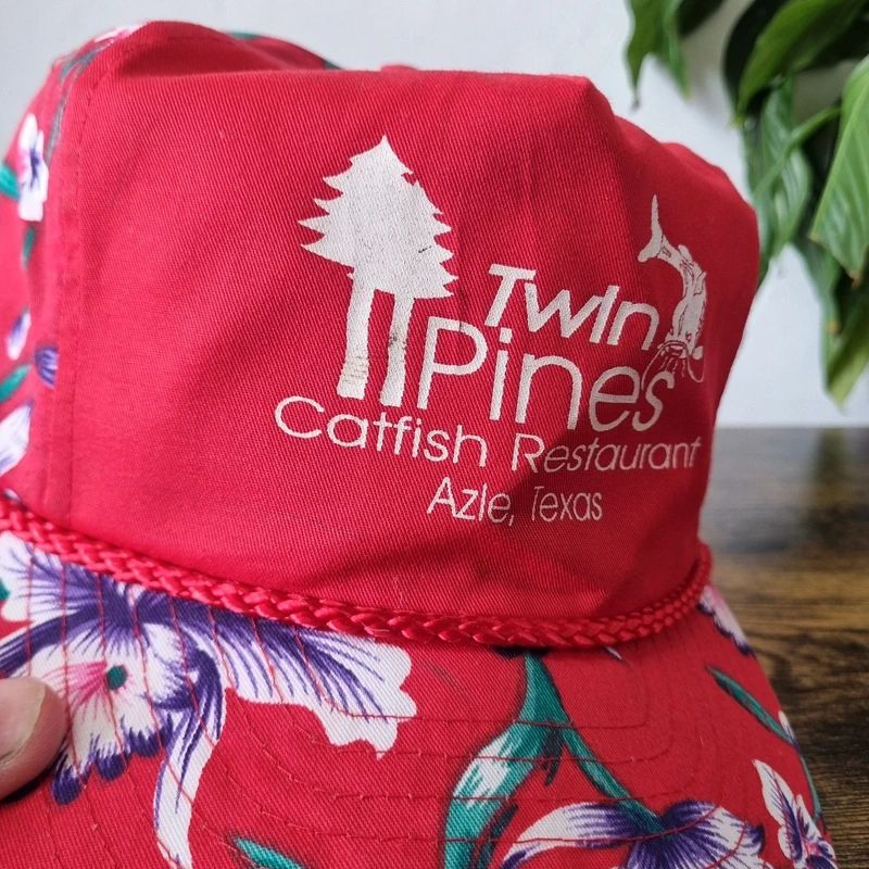 Vintage American Trucker Hat Snapback cap one size adjustable red catfish restaurant