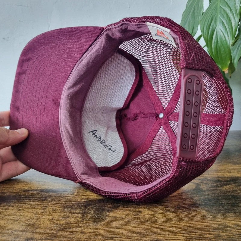 Vintage American Trucker Hat Snapback cap one size adjustable burgundy scout camp 96