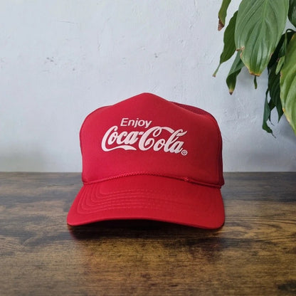 Vintage American Trucker Hat Snapback cap one size adjustable red coca cola