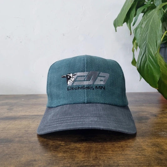 Vintage American Baseball Hat Snapback cap one size adjustable green grey Cow Eda lichtfield