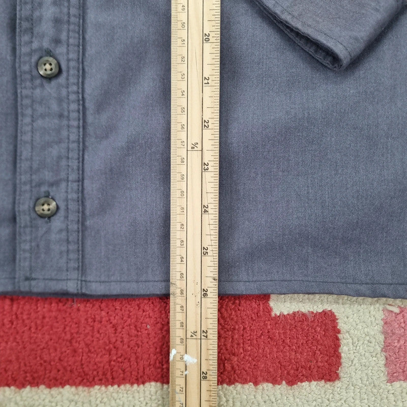 Carhartt FR Boxy Fit Cropped Shirt Long Sleeve Large plain Grey Button Up Skater Y2K Surf