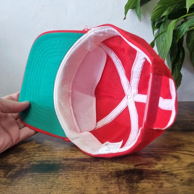 Vintage American Trucker Hat Snapback cap one size adjustable red Lyman Lumber hardware