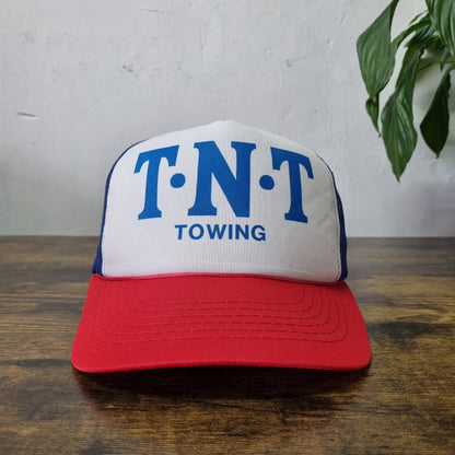 Vintage American Trucker Hat Snapback cap one size adjustable TNT Towing white