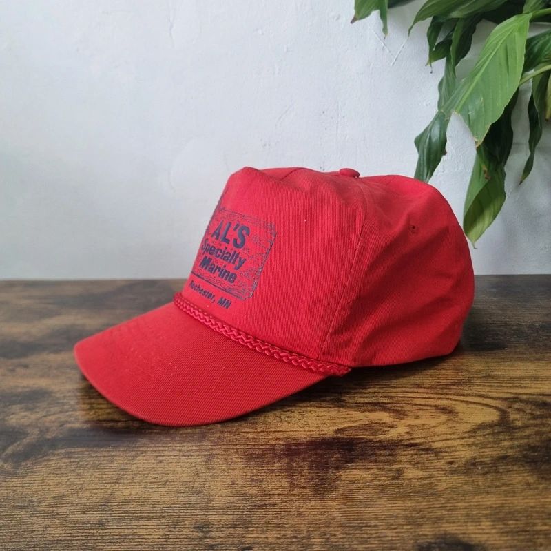 Vintage American Trucker Hat Snapback cap one size adjustable red Al's Marine