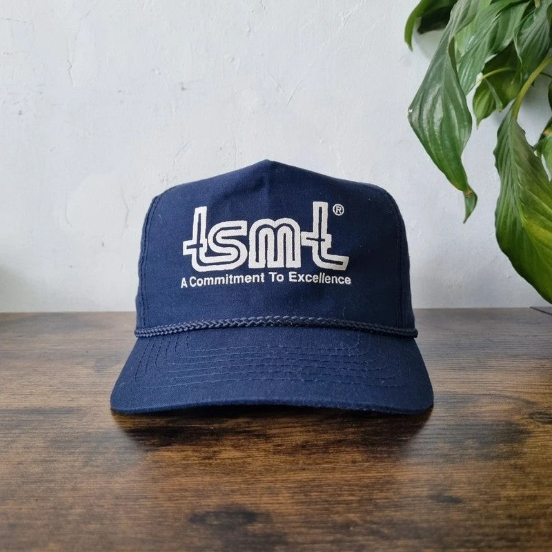 Vintage American Trucker Hat Snapback cap one size adjustable tsmt navy