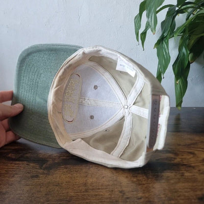 Vintage American baseball Hat Snapback cap one size adjustable the haskell faded khaki green