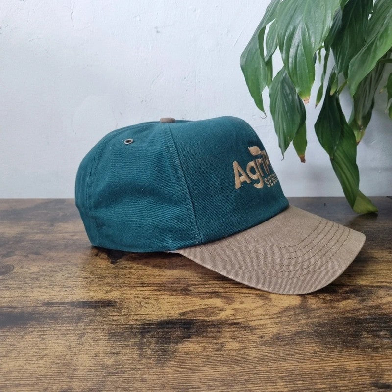 Vintage American Baseball Hat Snapback cap one size adjustable green beige agri pro seeds