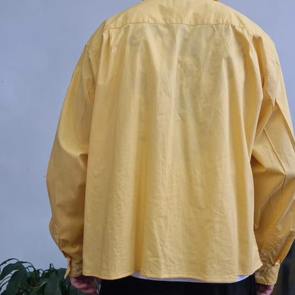 Carhartt Boxy Fit Cropped Shirt Long Sleeve XXL plain Yellow Button Up Skater Y2K Surf