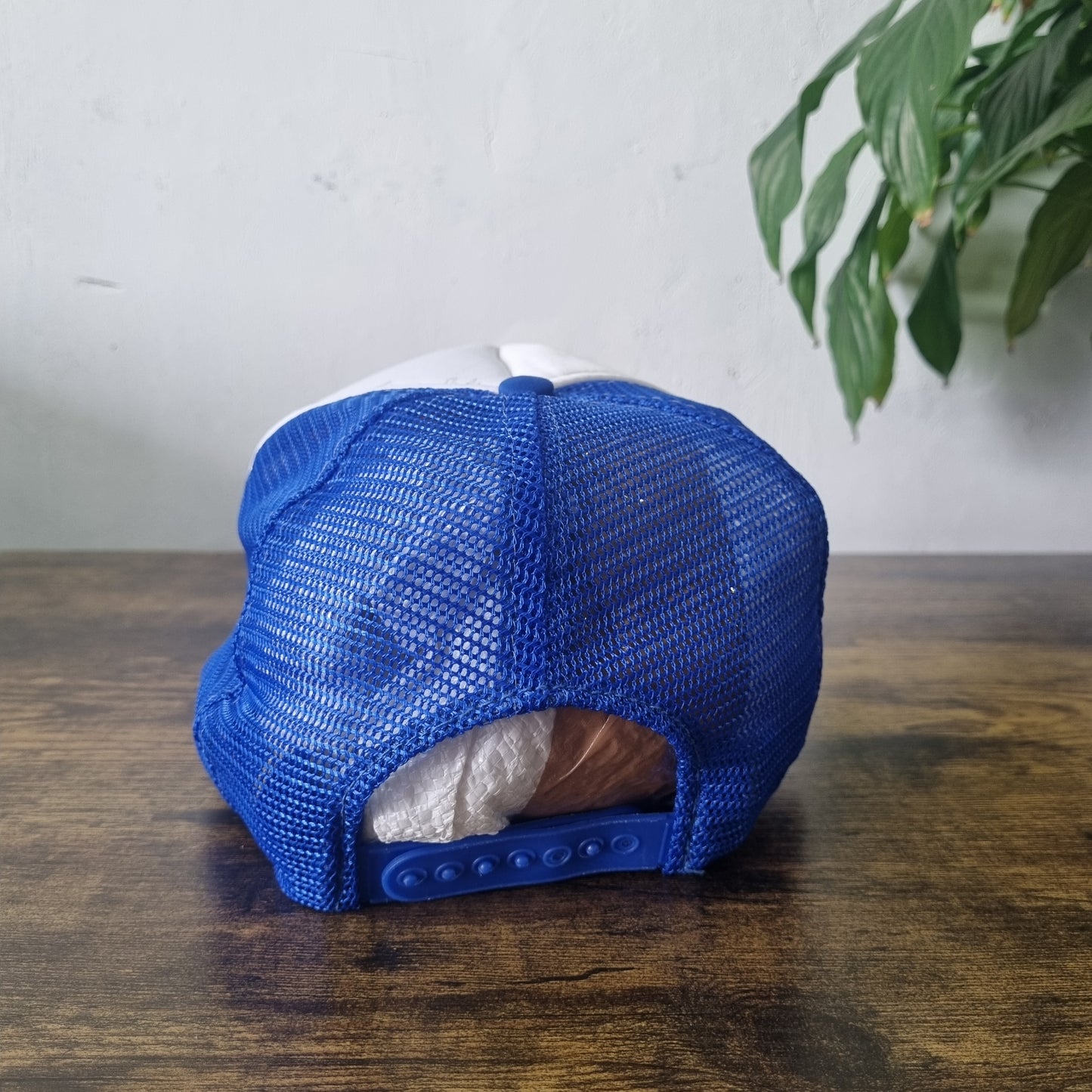 Vintage American Trucker Hat Snapback cap one size adjustable blue white