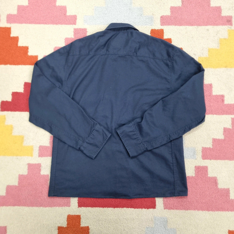 Vintage Dickies Boxy Fit Cropped Shirt long Sleeve Medium plain Blue Button Up Skater Y2K Surf