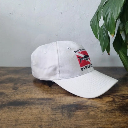 Vintage American Baseball Hat Snapback cap one size adjustable Nassau Bahamas White shark