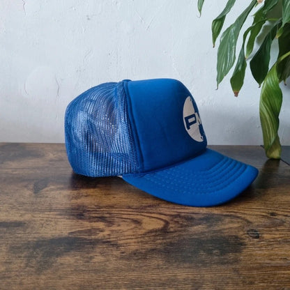 Vintage American Trucker Hat Snapback cap one size adjustable PM blue