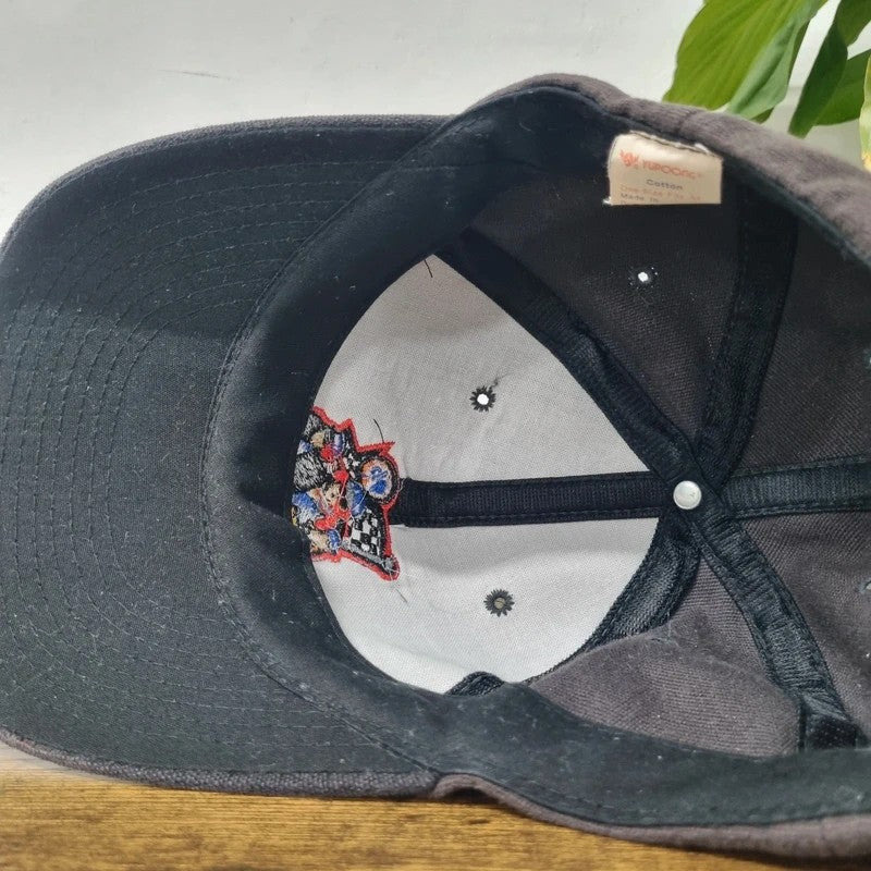 Vintage American Baseball Hat Snapback cap one size adjustable faded black pit crew