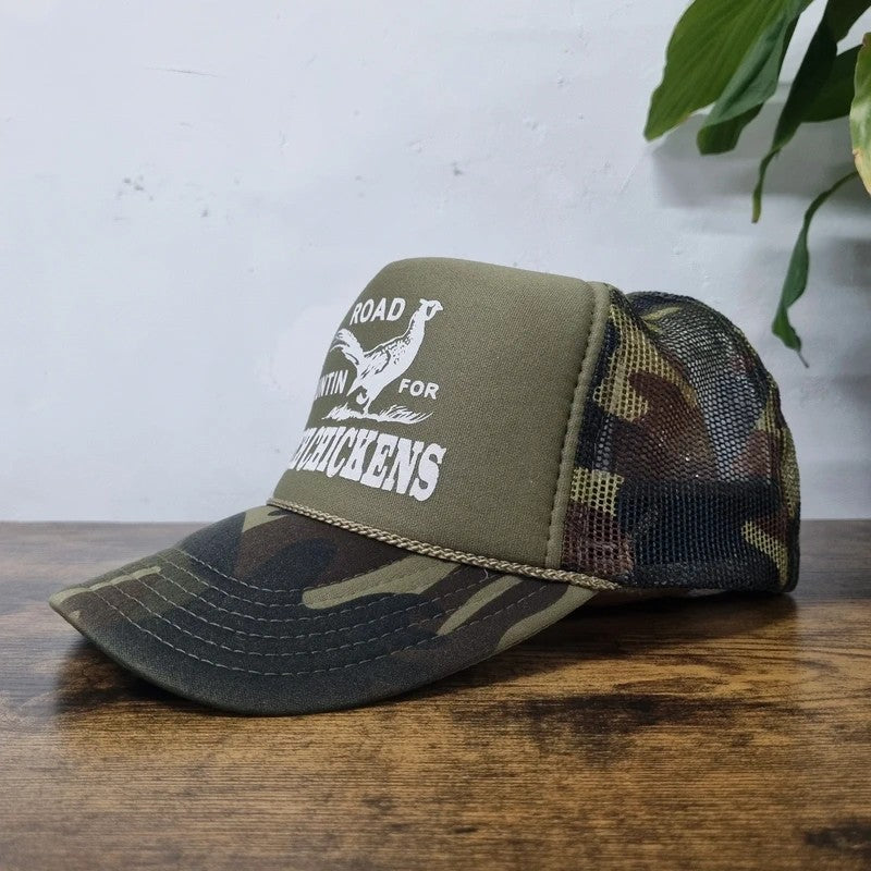 Vintage American Trucker Hat Snapback cap one size adjustable green ditch chicken