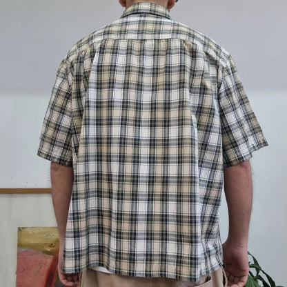 Vintage Carhartt Boxy Fit Cropped Shirt Short Sleeve XL check brown Button Up Skater Y2K Surf