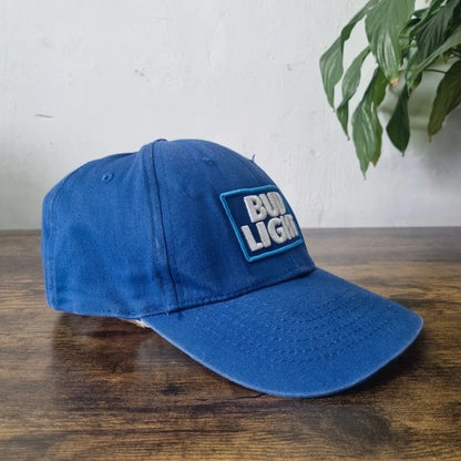 Vintage American Baseball Hat Snapback cap one size adjustable Bud Light blue