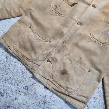 Carhartt Michigan Jacket Blanket Lined Beige Brown Men's Size 44 Tall Large