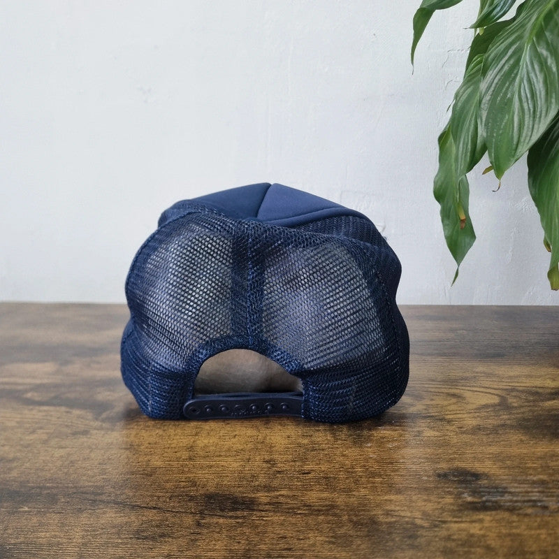 Vintage Plumrose Trucker Hat Snapback cap One size adjustable navy blue usa