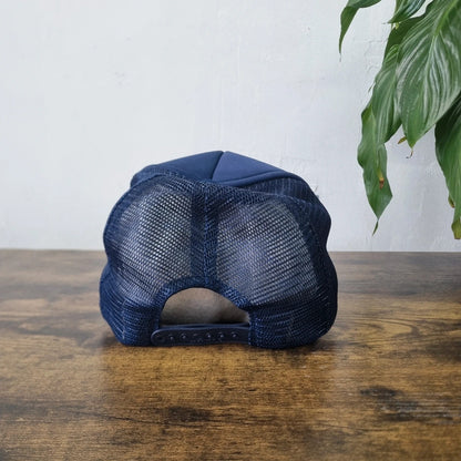 Vintage Plumrose Trucker Hat Snapback cap One size adjustable navy blue usa