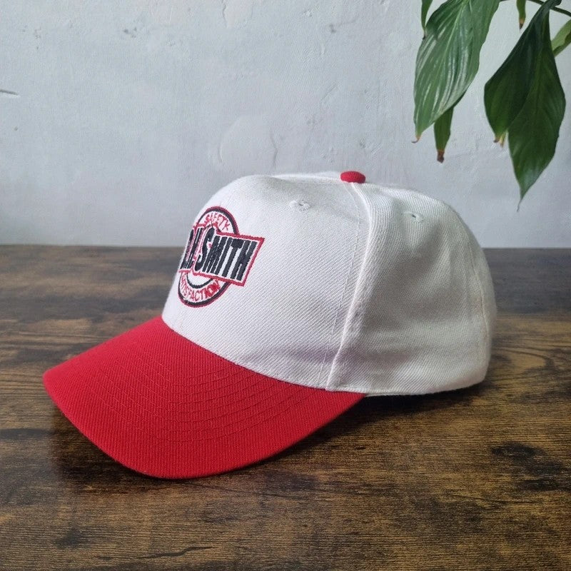 Vintage American Baseball Hat Snapback cap one size adjustable red white D. H. Smith saftey