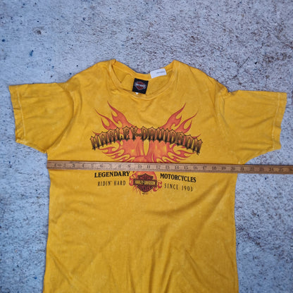 Harley Davidson Biker T-Shirt Short Sleeve Orlando 2009 Eagle - Yellow - Size M