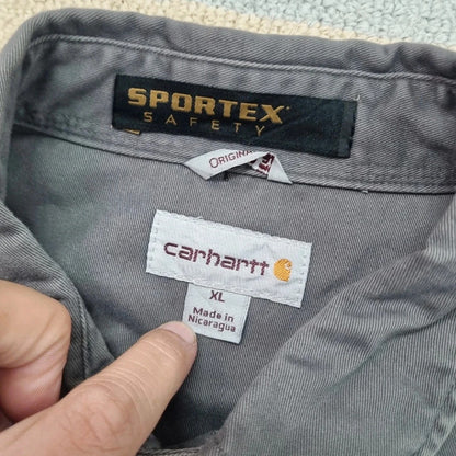 Carhartt Boxy Fit Cropped over Shirt heavy weight long Sleeve Long XL plain Grey Button