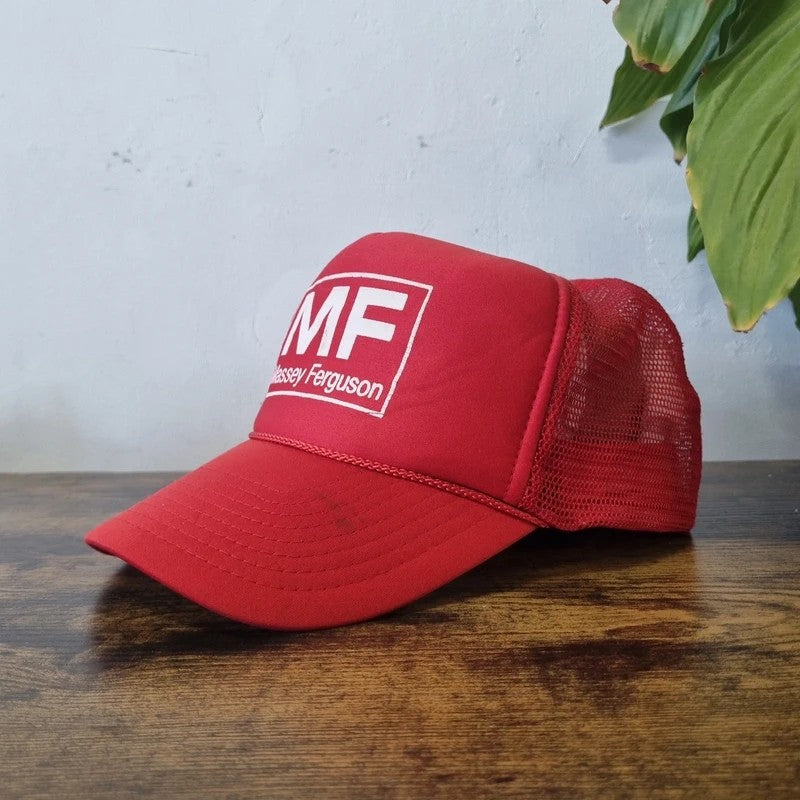 Vintage American Trucker Hat Snapback cap one size adjustable red MF massey fergeson