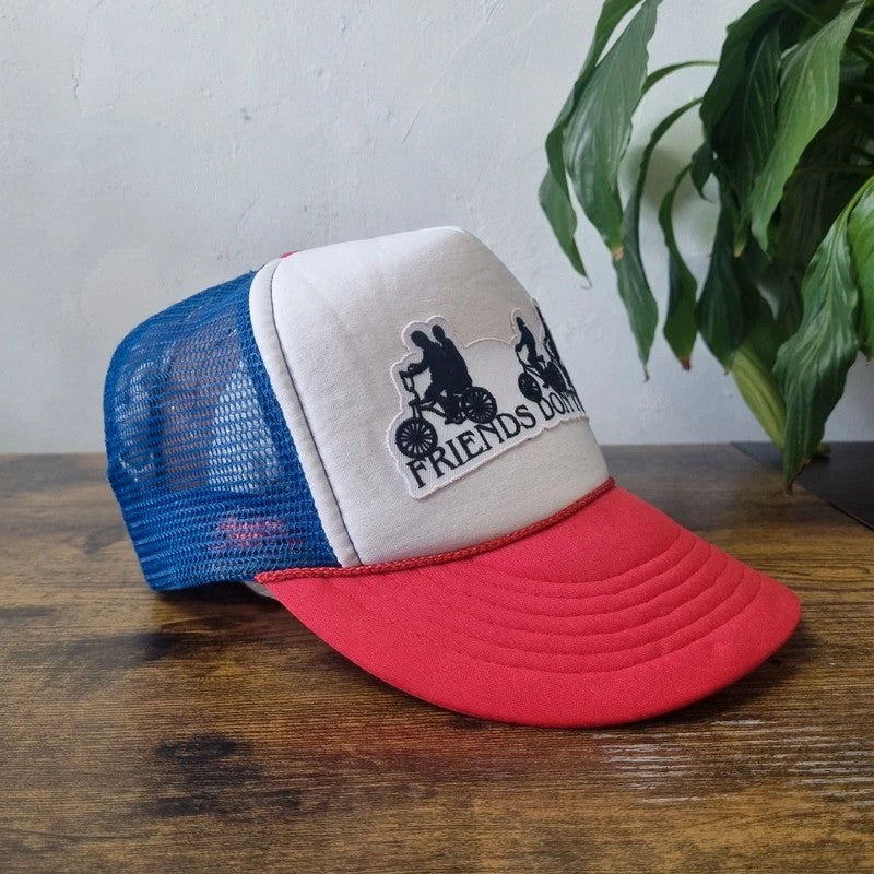 Vintage American Trucker Hat Snapback cap one size adjustable blue white friends don't lie