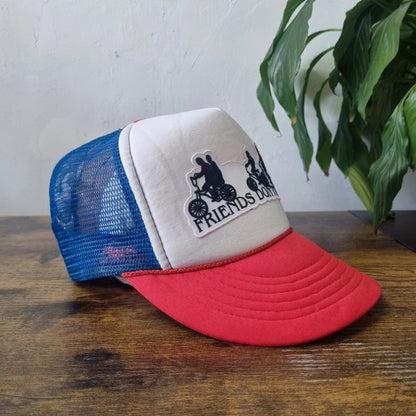Vintage American Trucker Hat Snapback cap one size adjustable blue white friends don't lie
