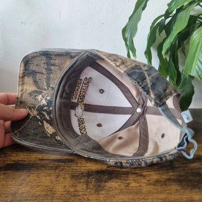 Vintage American baseball Hat Snapback cap one size khaki brown realtree eagle boats