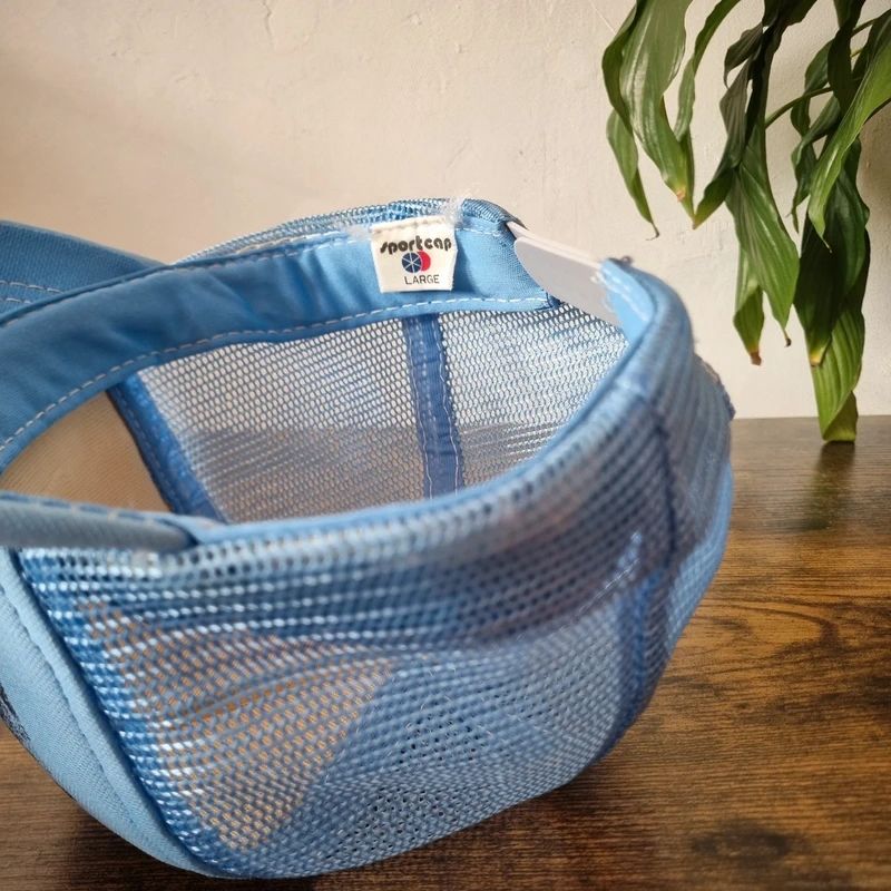 Vintage American Trucker Hat Snapback cap one size adjustable channel island light blue