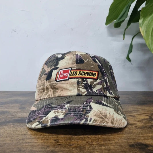 Vintage American Baseball Hat Snapback cap one size adjustable beige khaki tires les schwab