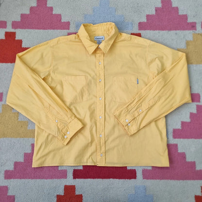 Carhartt Boxy Fit Cropped Shirt Long Sleeve XXL plain Yellow Button Up Skater Y2K Surf