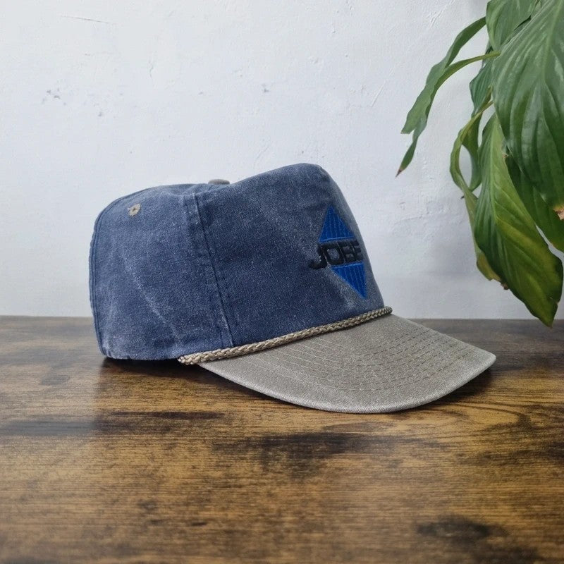 Vintage American Trucker Hat Snapback cap one size adjustable blue grey Jobe