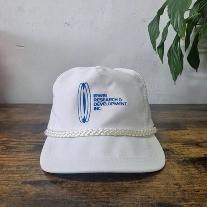 Vintage American Trucker Hat Snapback cap one size white irwin research