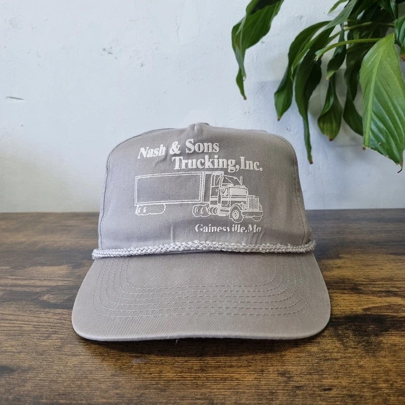 Vintage American Trucker Hat Snapback cap one size adjustable grey Nash Trucking